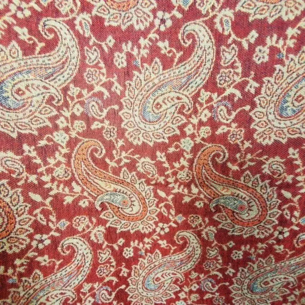 Pashmina Scarf Double Sided Paisley Red Gold Silk Blend Women One Size Shawl